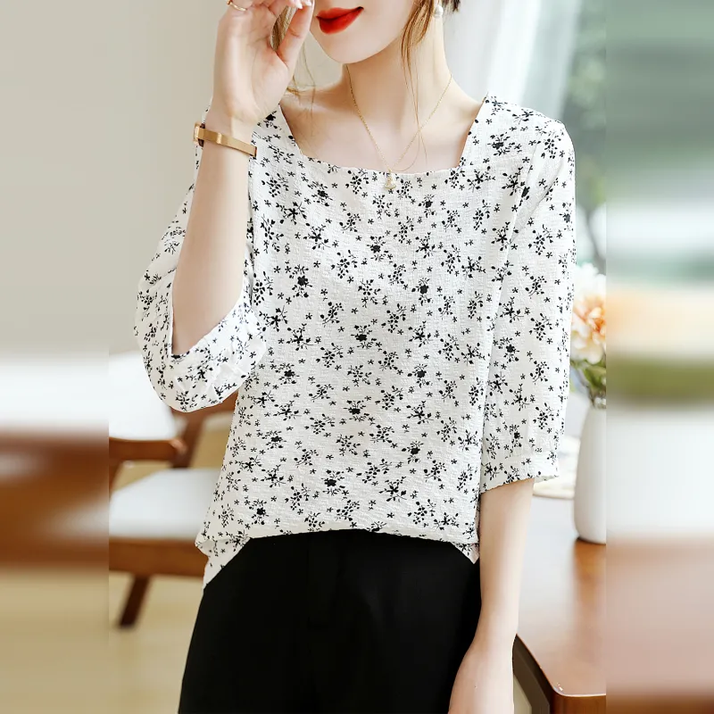 Wbwq Shirt Women's White Base Floral-6