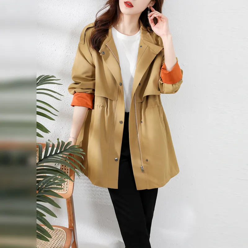 Wbwq Trench Coats Women's Khaki-4