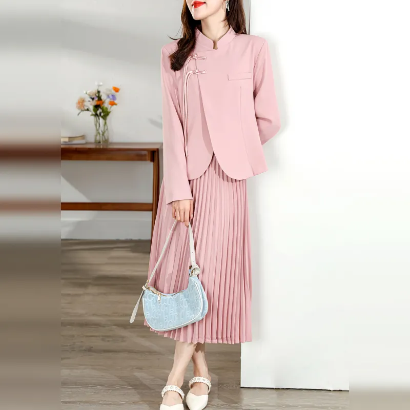 Wbwq Two Piece Skirt Sets Women's Pink-1