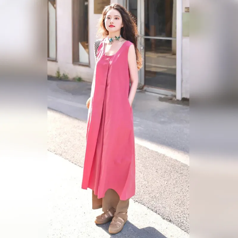 Wbwq Sleeveless Dress Women's Fuchsia-6