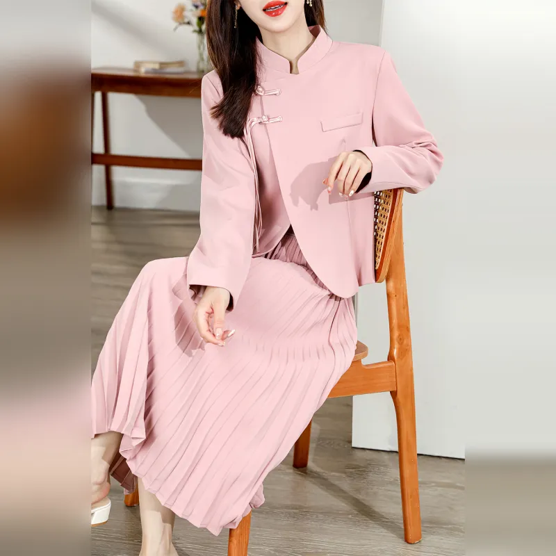 Wbwq Two Piece Skirt Sets Women's Pink-5