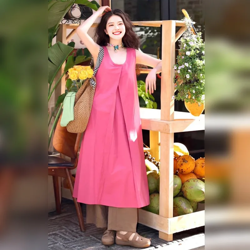 Wbwq Sleeveless Dress Women's Fuchsia-5