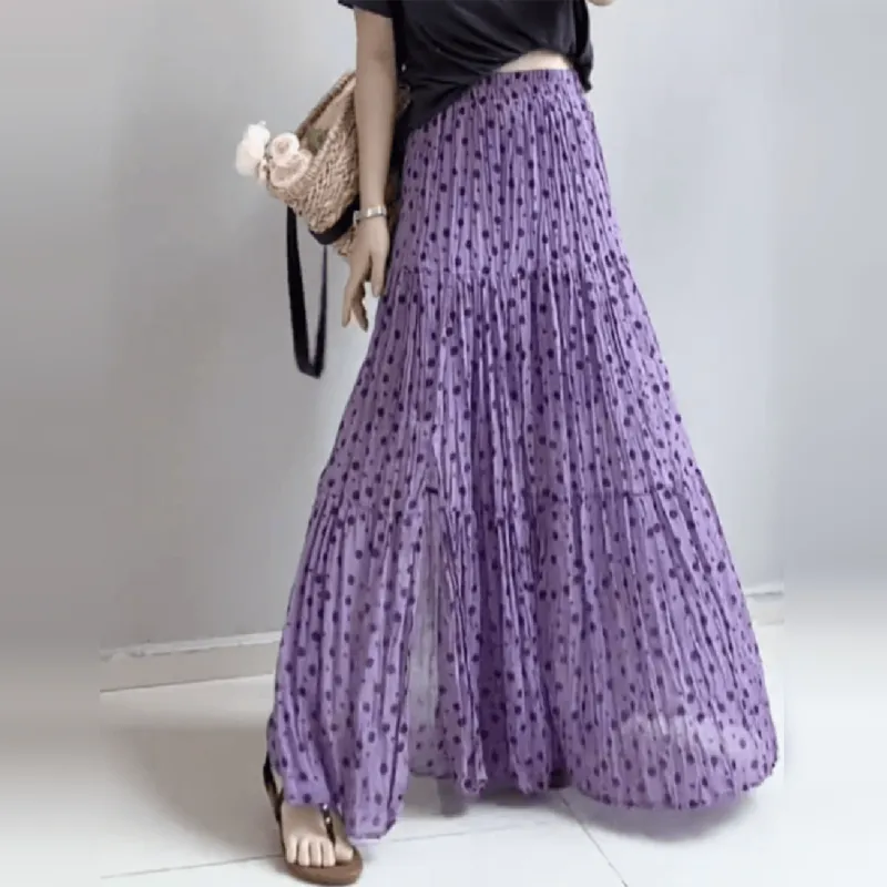 Wbwq Casual Long Skirt Women's Purple-5