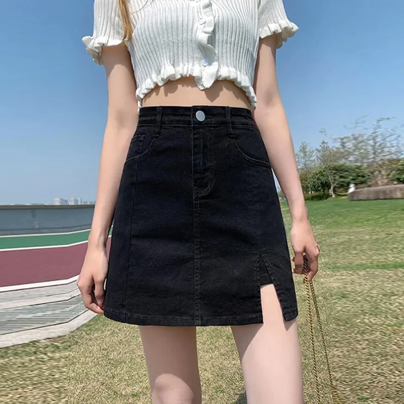Wbwq Denim Short Skirts Women's Black-2