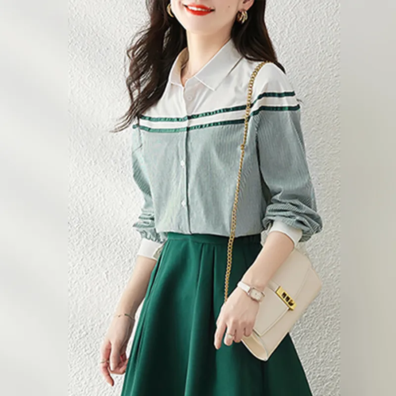 Wbwq Shirt Women's Green Stripes-1