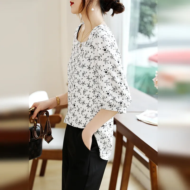 Wbwq Shirt Women's White Base Floral-5