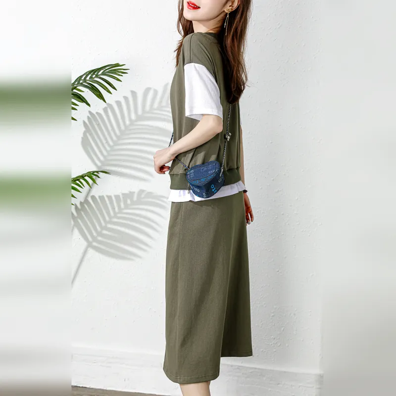 Wbwq Skirt Set Women's Army Green-1