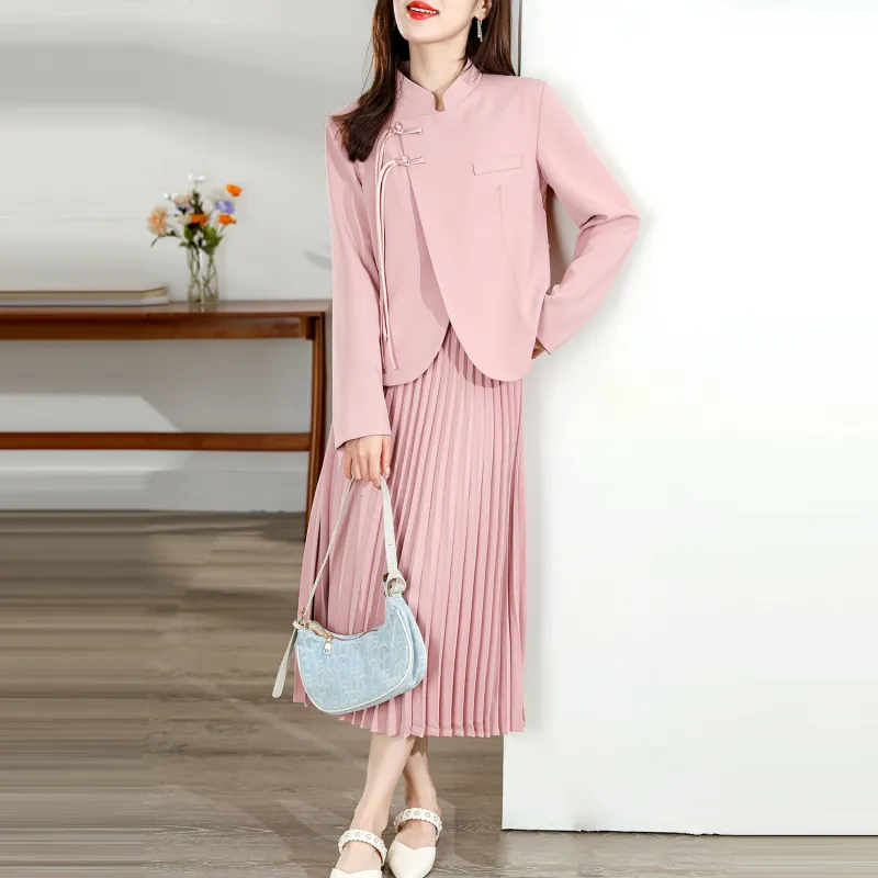 Wbwq Two Piece Skirt Sets Women's Pink-2