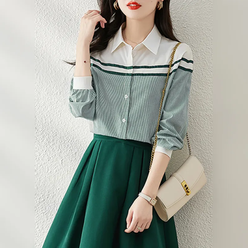 Wbwq Shirt Women's Green Stripes-2