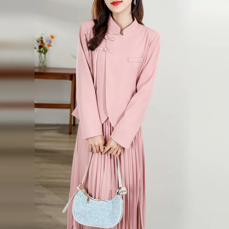 Wbwq Two Piece Skirt Sets Women's Pink-3