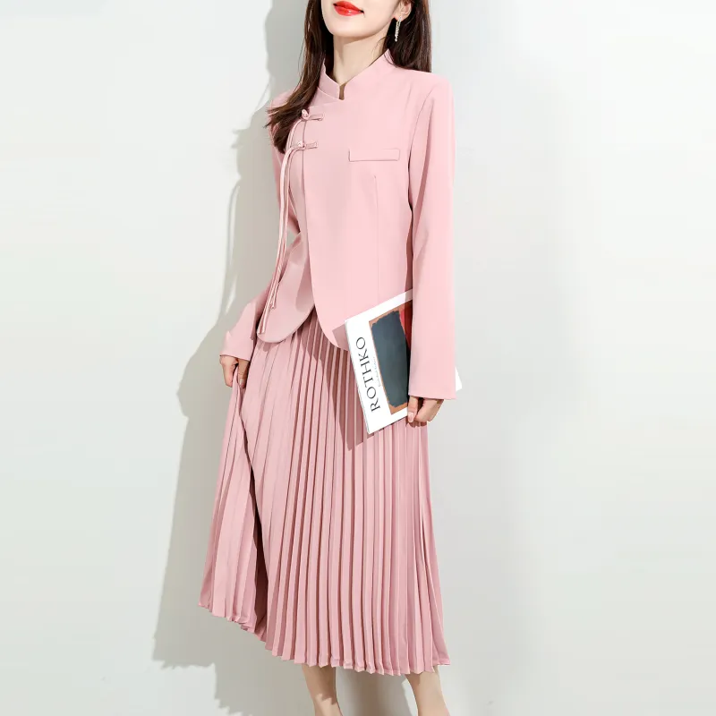 Wbwq Two Piece Skirt Sets Women's Pink-0