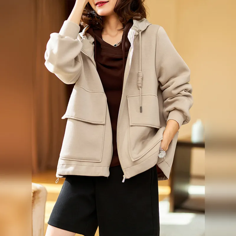 Wbwq Jackets & Coats Women's Beige Apricot-4
