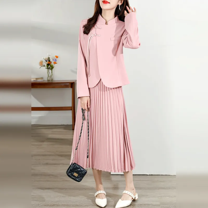 Wbwq Two Piece Skirt Sets Women's Pink-4