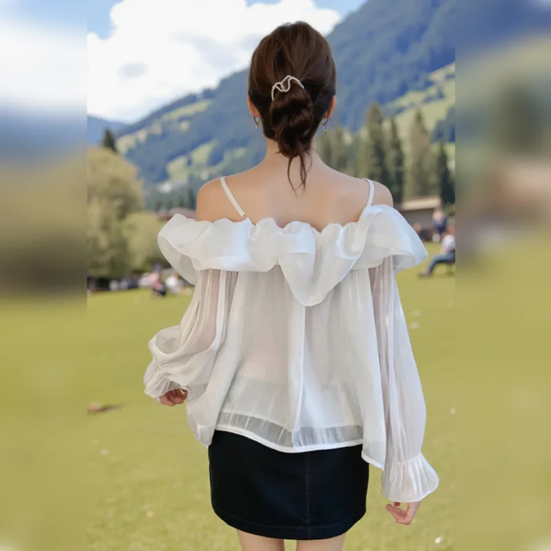 Wbwq Chiffon Shirt Women's White-1