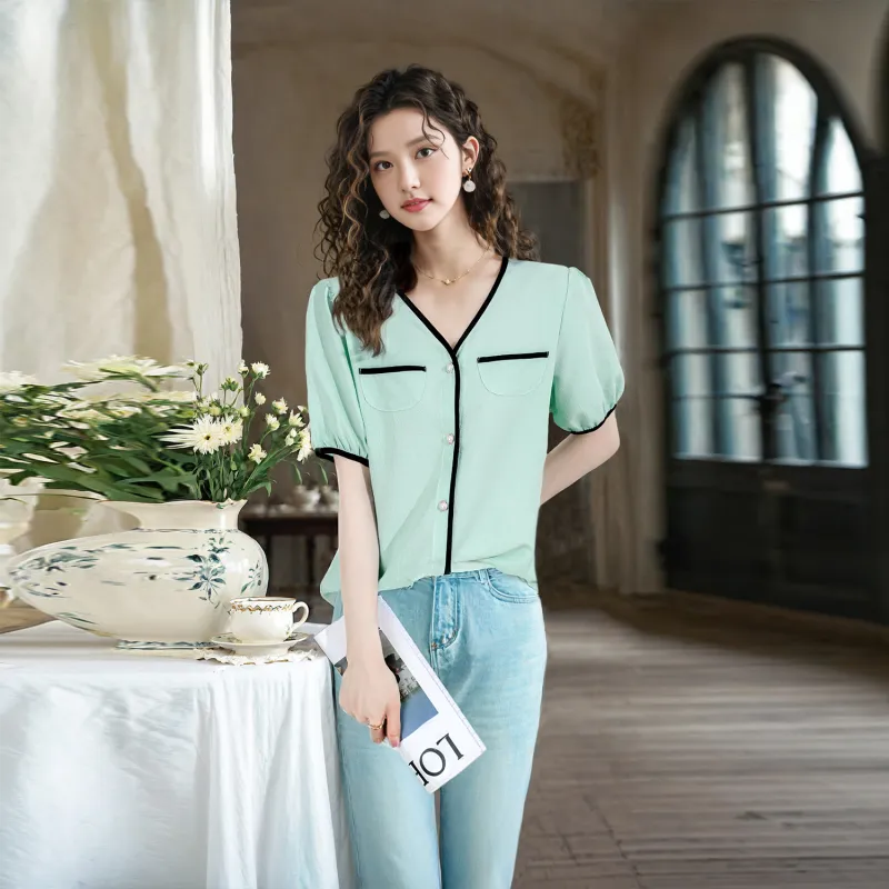 Wbwq Chiffon Shirts Women's Multiple Colors-13