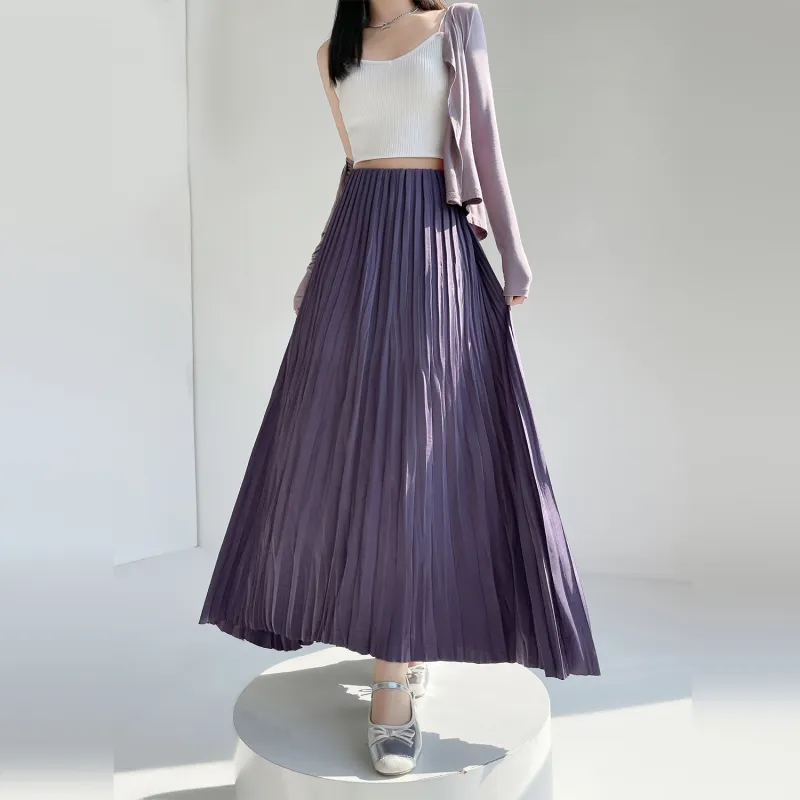 Wbwq Casual Long Skirt Women's Purple-6