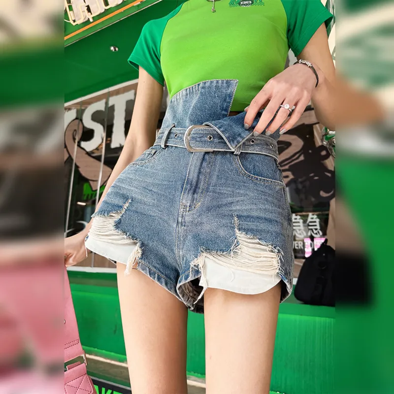 Wbwq Denim Shorts Women's Blue-5