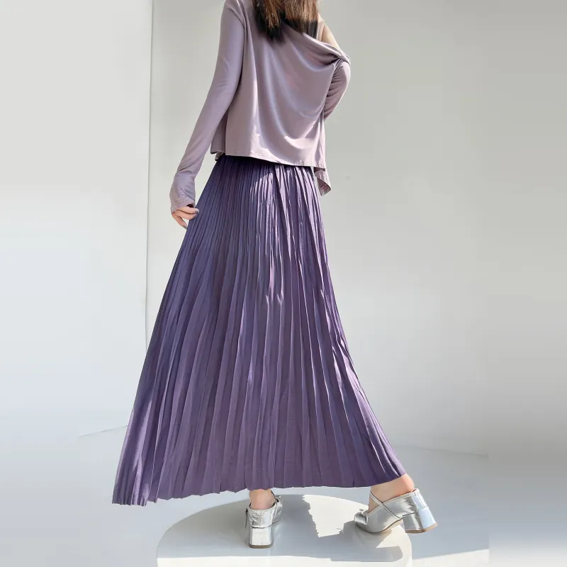 Wbwq Casual Long Skirt Women's Purple-5