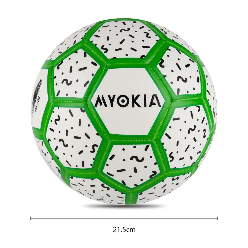 MYOKIA Size 5 Soccer PU Hand Stitched Soccer Ball Unisex White Green-5