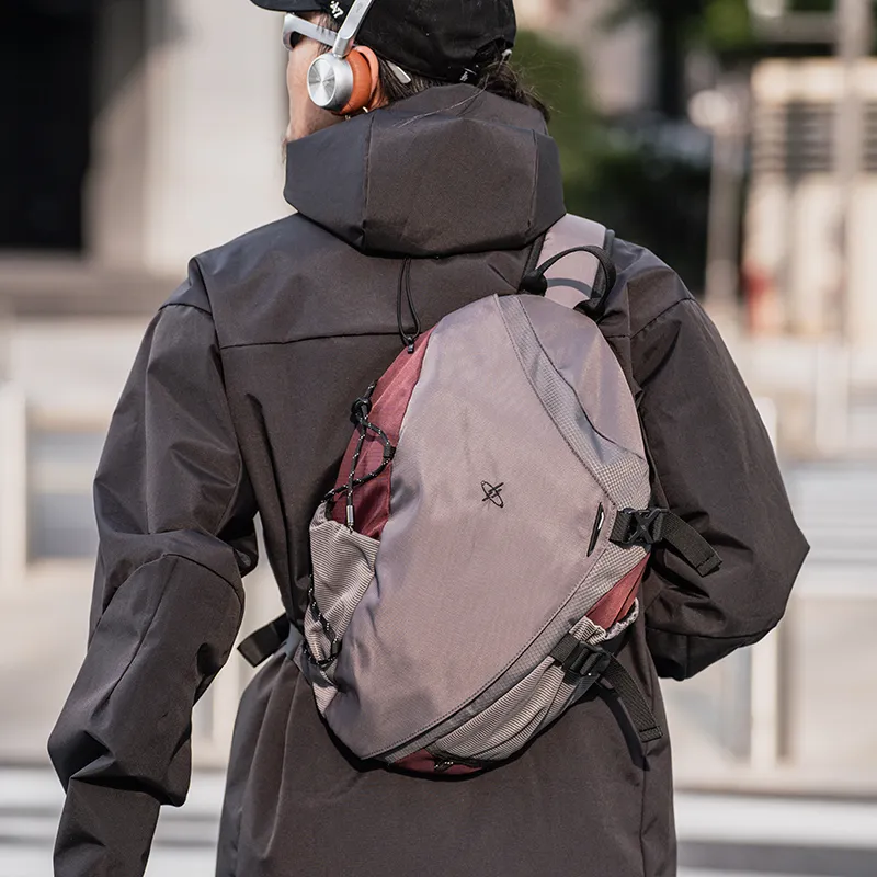 GYXX Nylon Sling Bag, Crossbody Bag Unisex Chasing Shadows Black/Night Ash Gray/Firefly Green-6