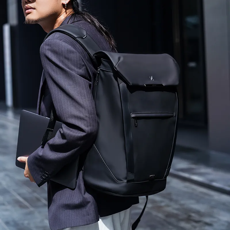 GYXX Artificial Leather Backpack Men's Graphite Black/Stone Gray-3