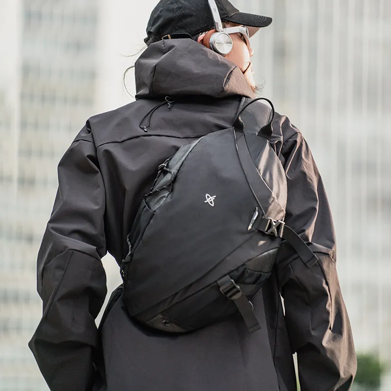GYXX Nylon Sling Bag, Crossbody Bag Unisex Chasing Shadows Black/Night Ash Gray/Firefly Green-2