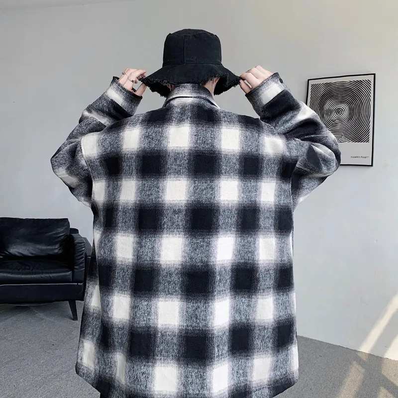 SISULAN Jackets Coats Unisex Black Plaid-6