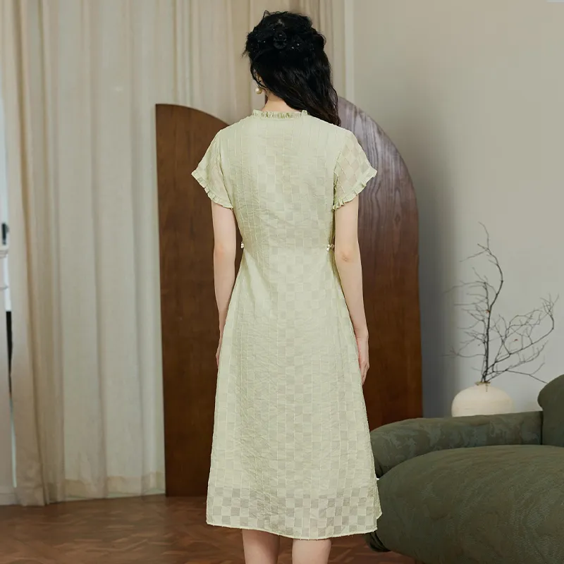 ANNECHEN Short Sleeved Dress Women's Light Green-2
