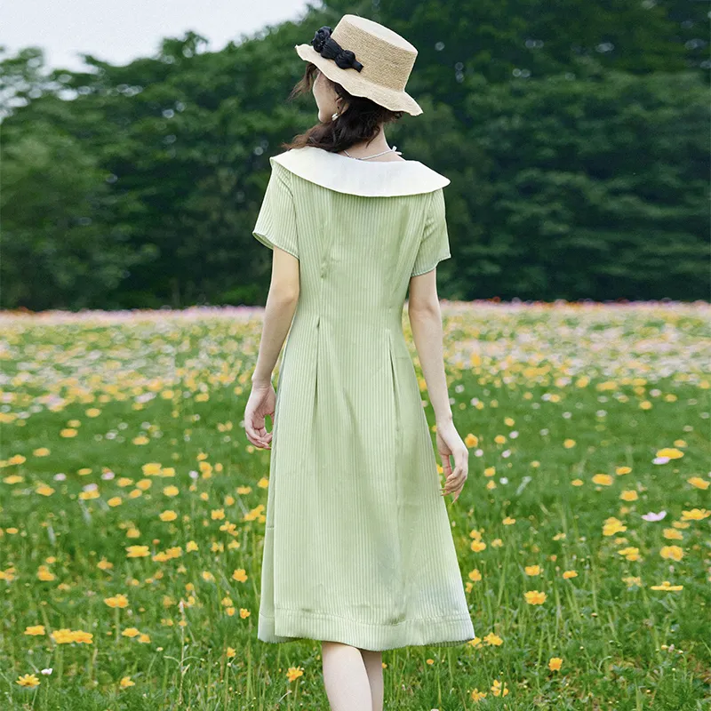 ANNECHEN Short Sleeved Dress Women's Green-2