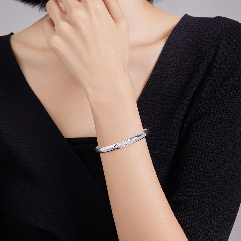 LIU GUI FU JEWELRY 999 Fine Silver Bangles Women's-4
