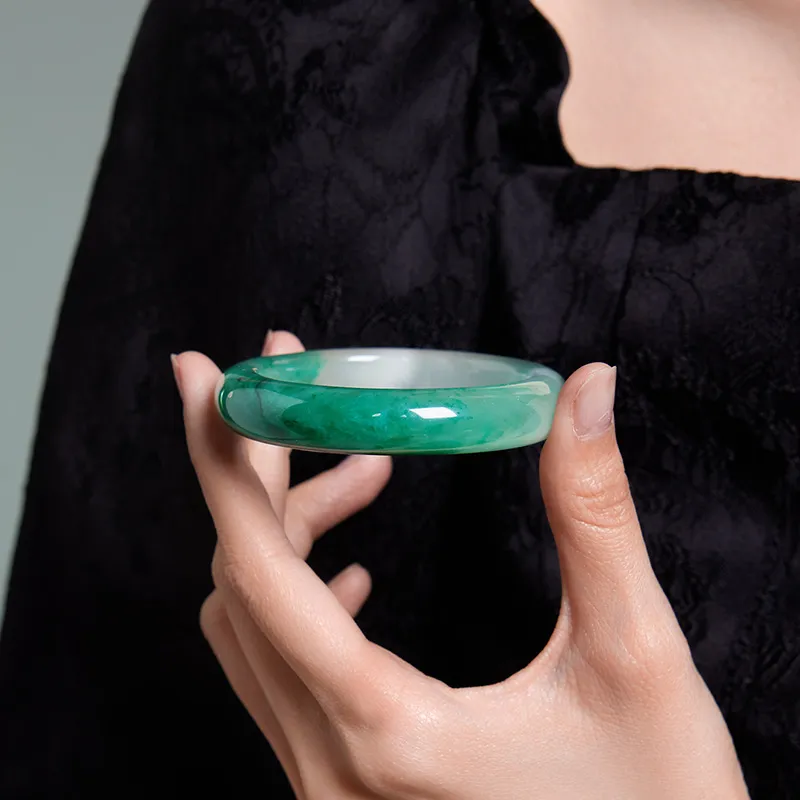 LIU GUI FU JEWELRY Natural African Emerald Bangles Women's-5