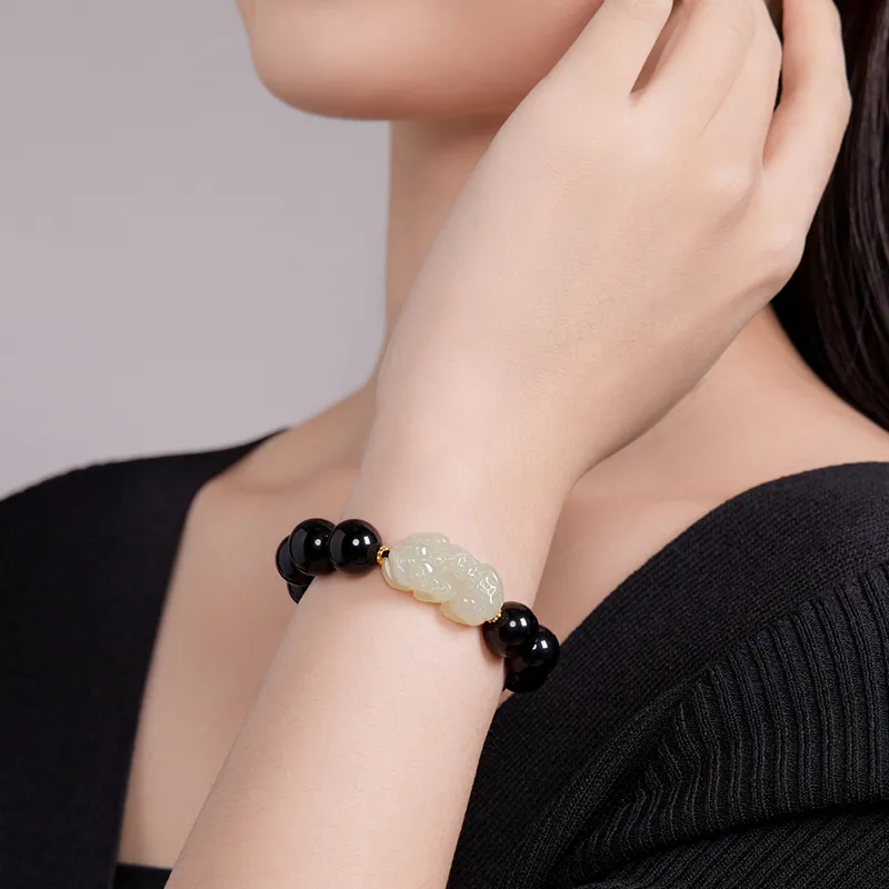 LIU GUI FU JEWELRY Bracelets Pale Greenish White Jade Women's-4