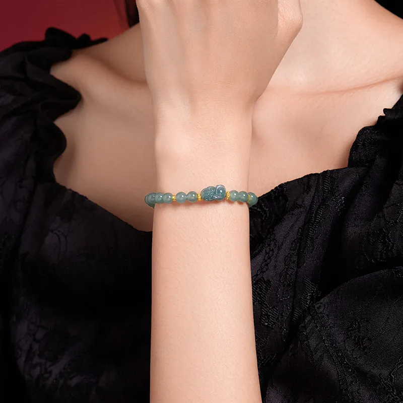 LIU GUI FU JEWELRY Bean Type Jadeite Bracelets Unisex-4