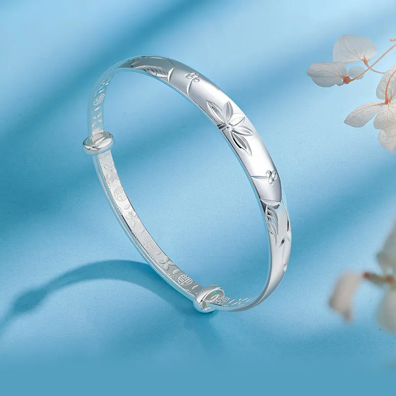 LIU GUI FU JEWELRY 999 Fine Silver Bangles Women's-3