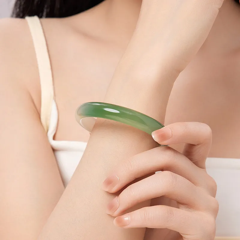 LIU GUI FU JEWELRY Chalcedony Jade Bangle #Good Luck Women's-3