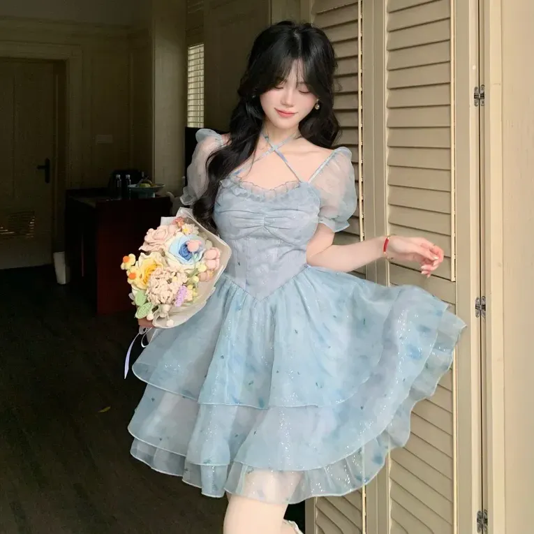 Local Gal Short Sleeved Dress Women's Blue-2