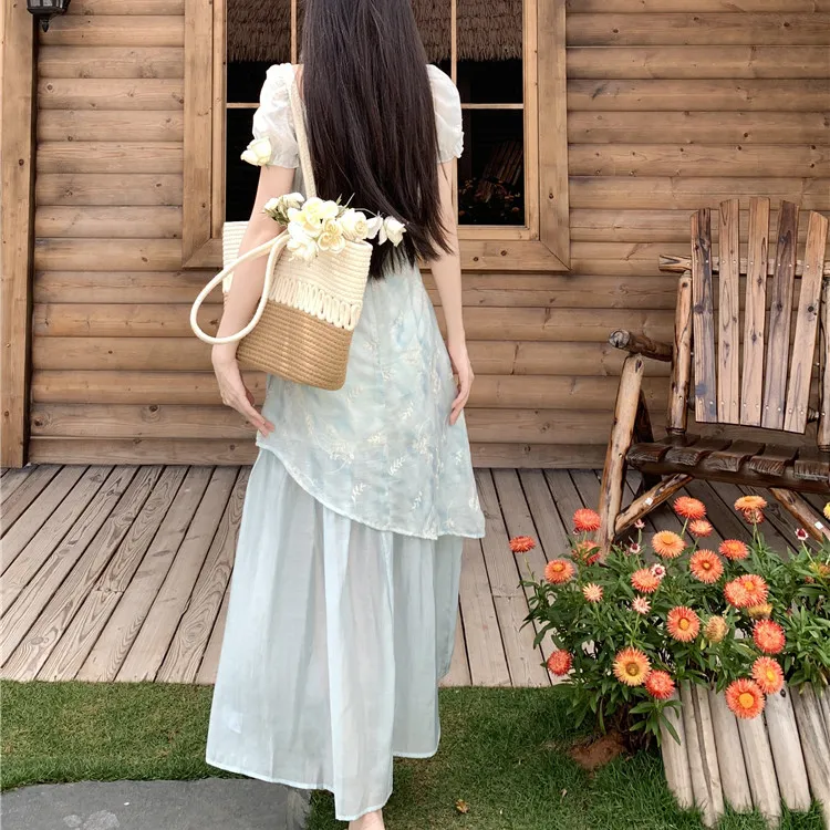 / Short Sleeved Dresses Women's Aqua Green-4