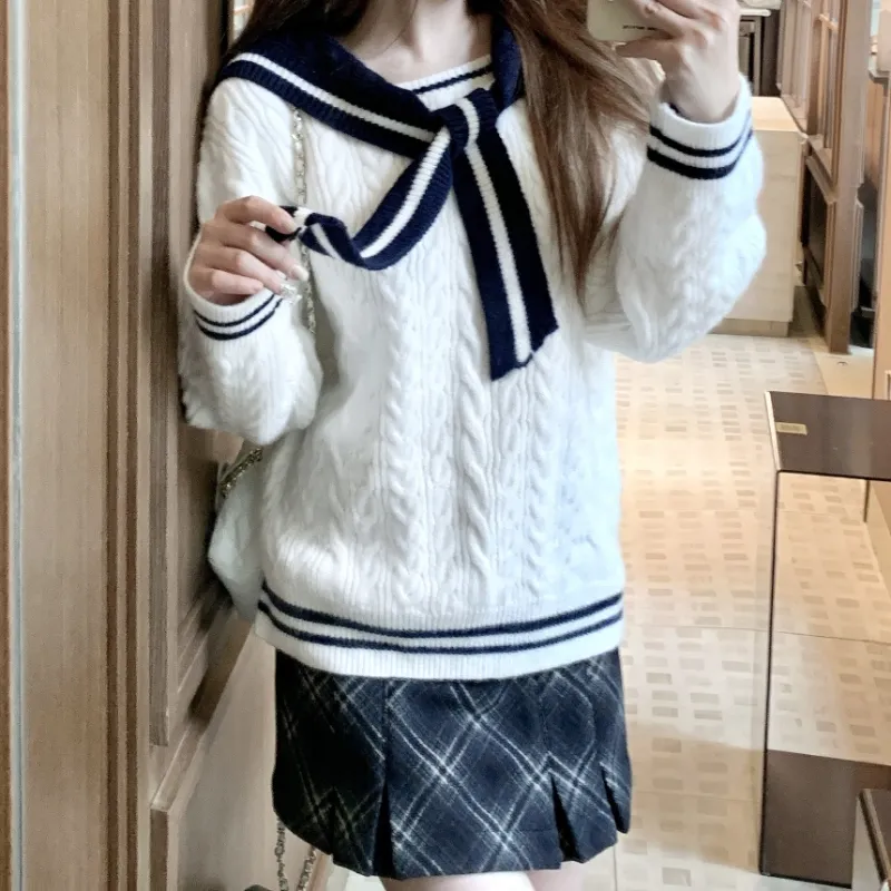 CHIWAWAMEME Casual Short Skirts Women's Navy Blue Plaid-2