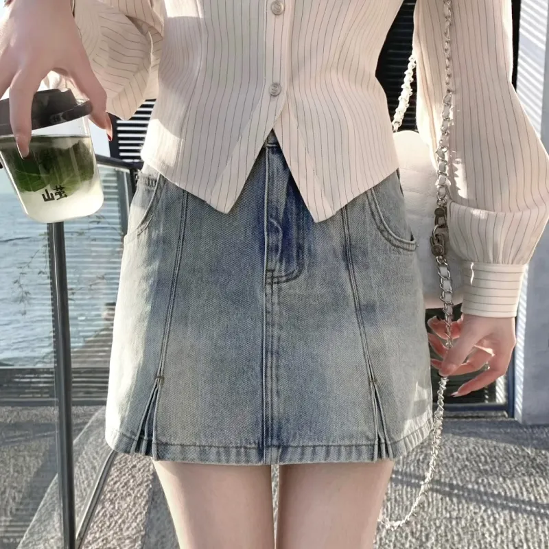 CHIWAWAMEME Denim Short Skirts Women's-3