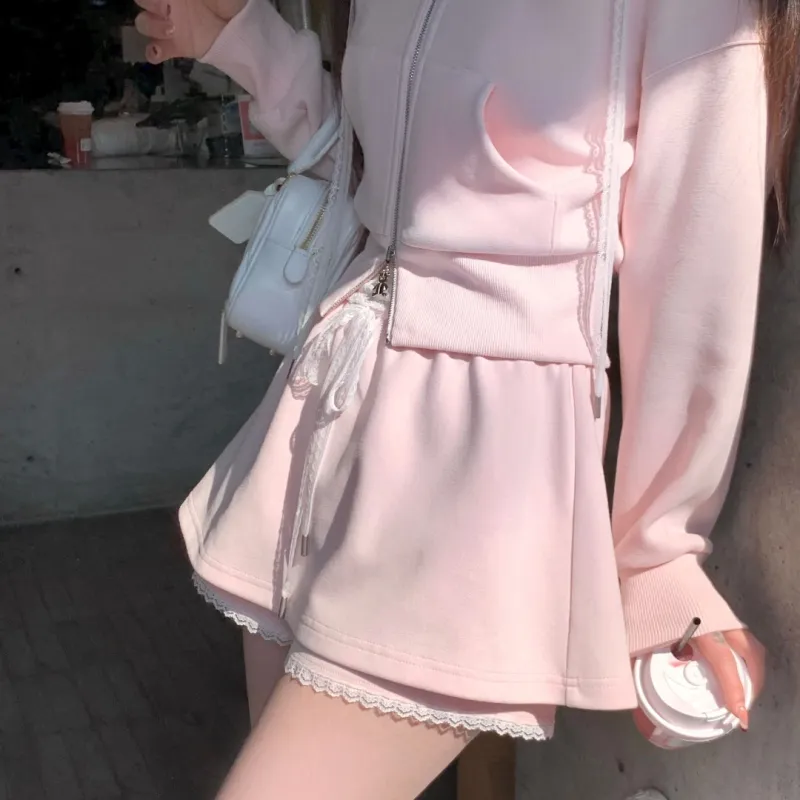 CHIWAWAMEME Casual Short Skirts Women's Pink-2