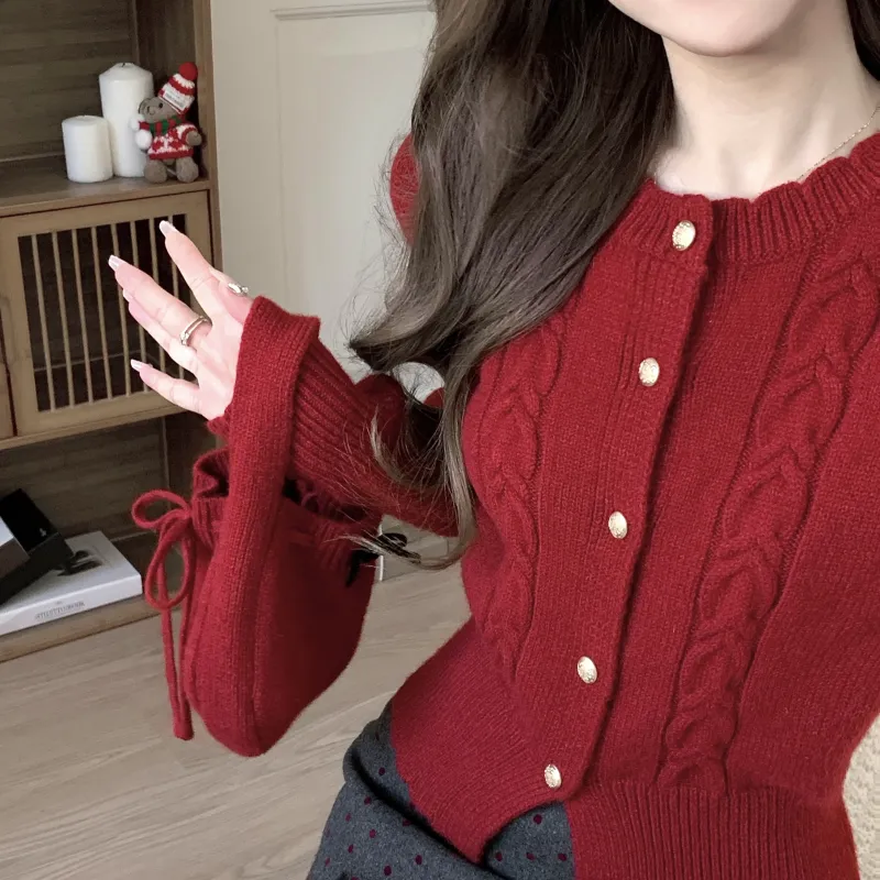 CHIWAWAMEME Knitwear Women's Cherry Red-2