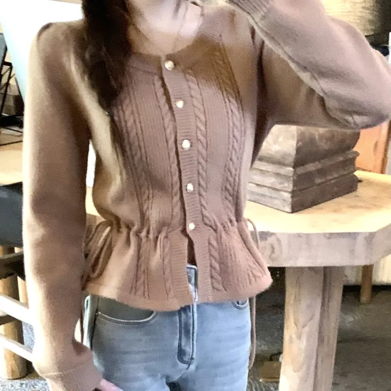 CHIWAWAMEME Knitted Fabric Cardigan Women's-2