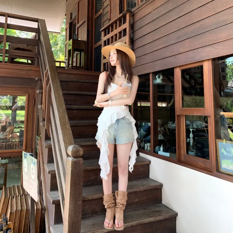 CHIWAWAMEME Denim Shorts Women's-3