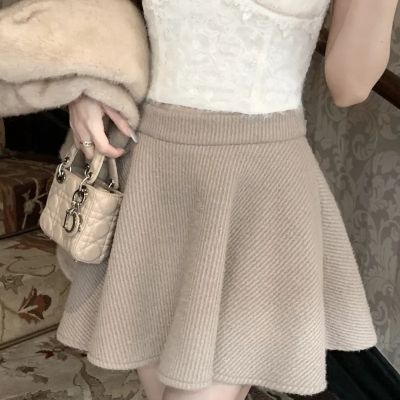 CHIWAWAMEME Casual Short Skirts Women's Oat Milk Tea-2