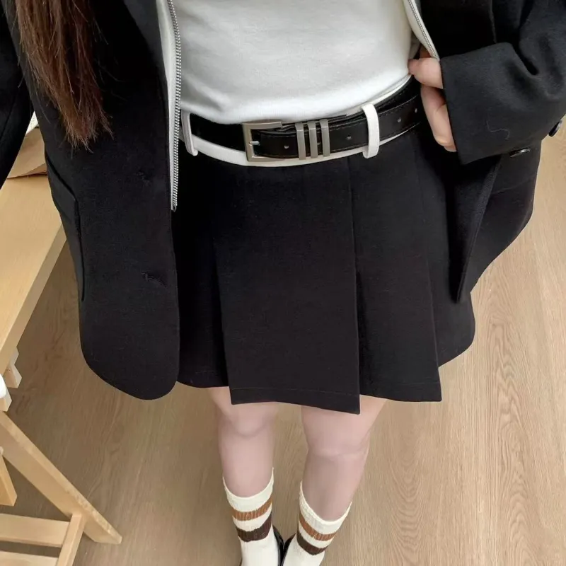 CHIWAWAMEME Casual Short Skirts Women's Black & White-2