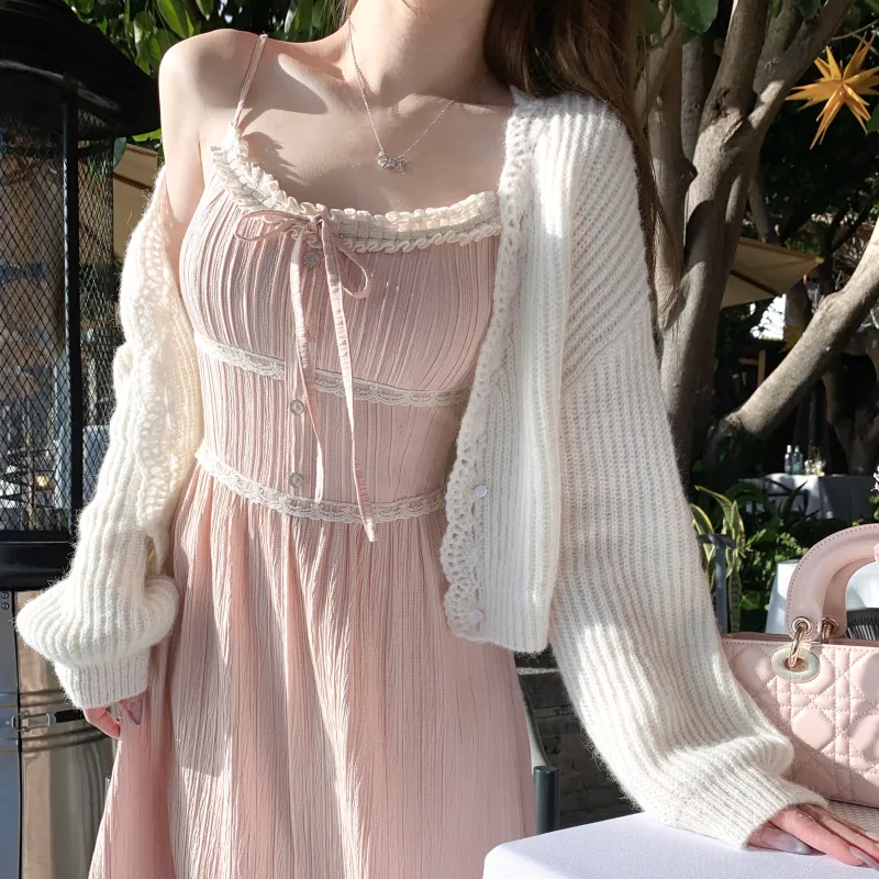 CHIWAWAMEME Knitted Fabric Cardigan Women's-3