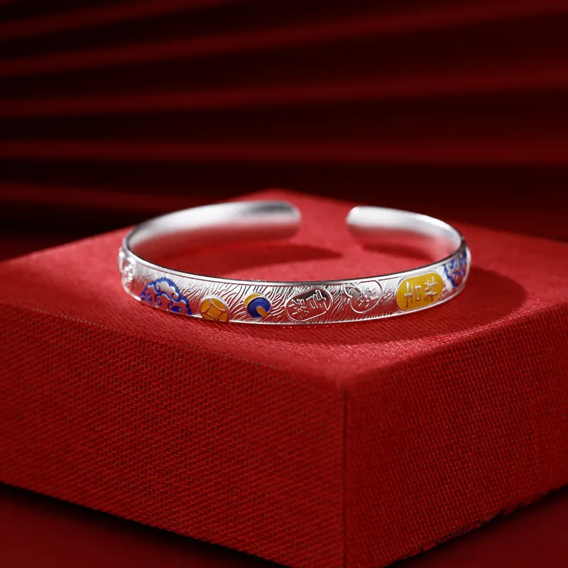 MYSHINE 990 Silver Bangles Women's-2