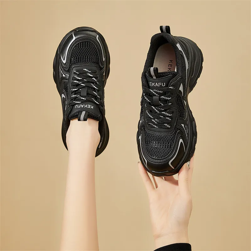 KEKAFU Height Increasing Low Top Chunky Sneakers Women's-5