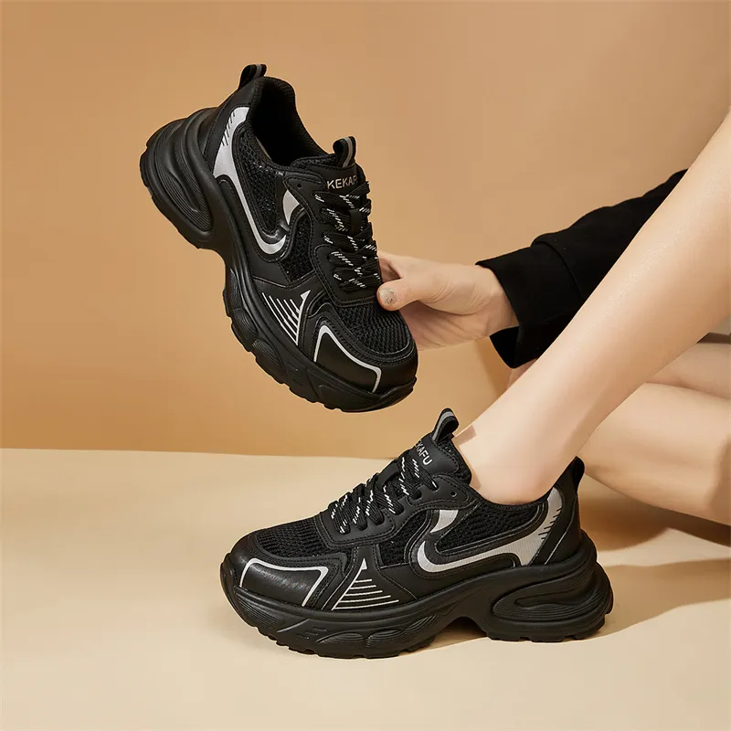 KEKAFU Height Increasing Low Top Chunky Sneakers Women's-6