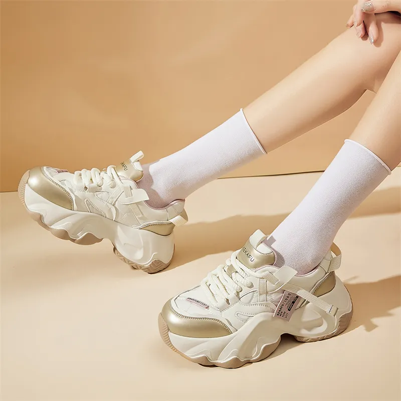 KEKAFU Height Increasing Low Top Chunky Sneakers Women's-14